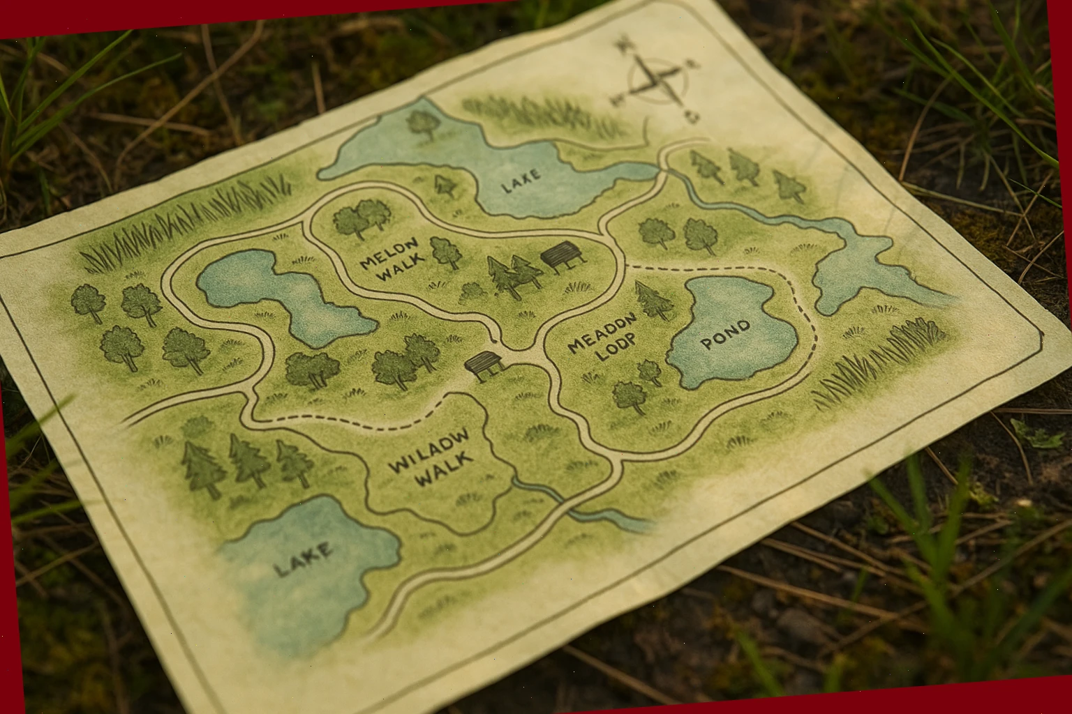 Map with hand-drawn reserve paths